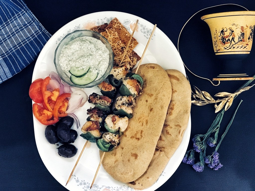 chicken souvlaki | chicken skewers | greek cuisine | copyright image | from the corner table
