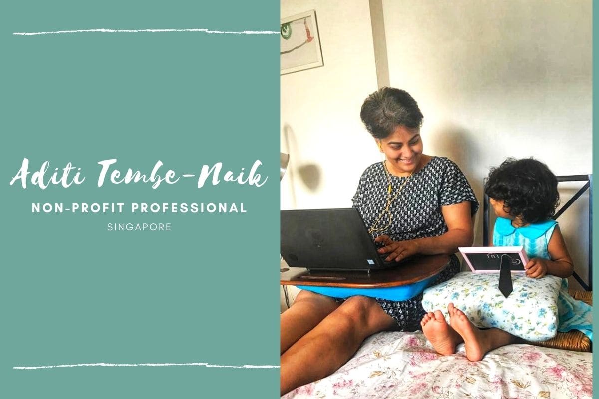 Aditi Tembe Naik with her work buddy (copyright image) - From The Corner Table (the blog)
